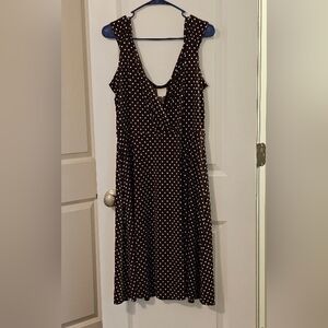 Polka Dot Sleeveless Dress Brown And White Sz 16